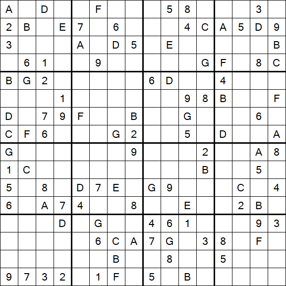 Sudoku 16x16 - Hard