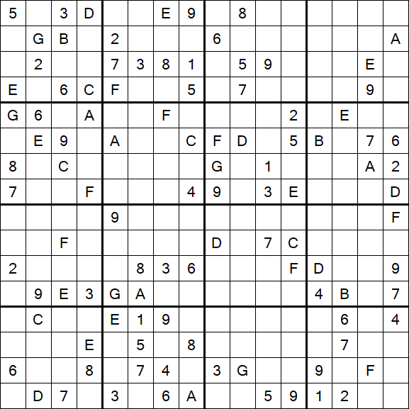 Sudoku 16x16 - Hard