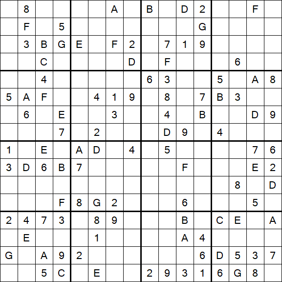 Sudoku 16x16 - Hard