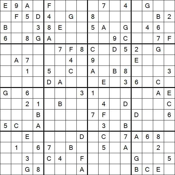Sudoku 16x16 - Hard