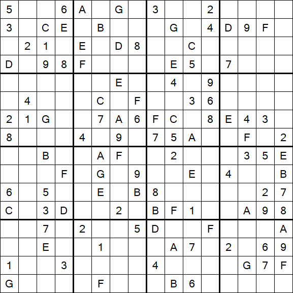 Sudoku 16x16 - Hard
