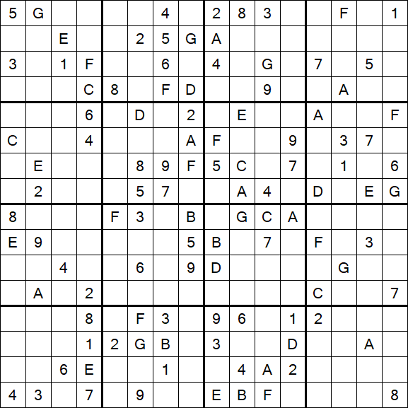 Sudoku 16x16 - Hard