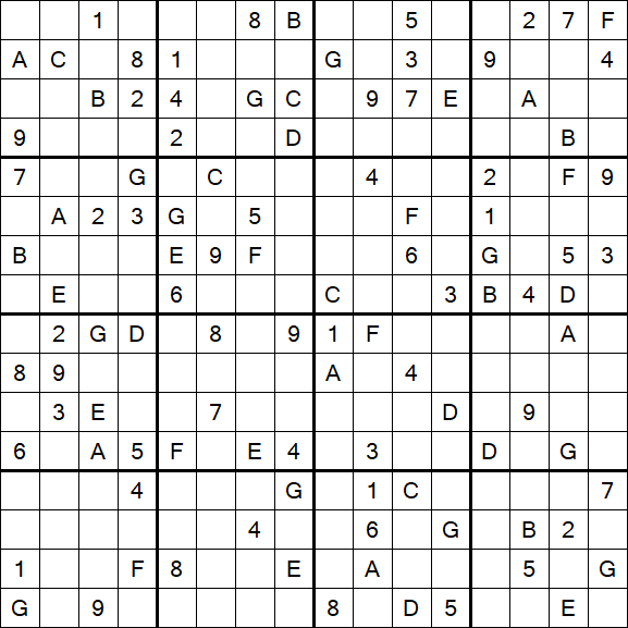 Sudoku 16x16 - Hard