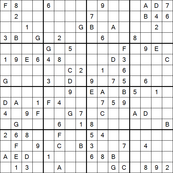 Sudoku 16x16 - Hard