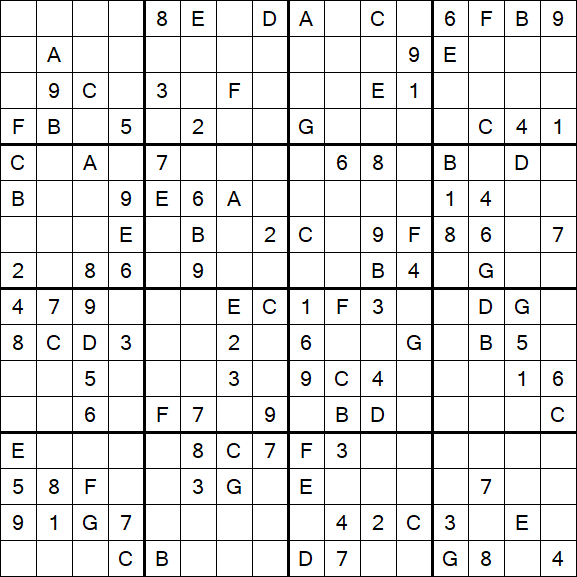Sudoku 16x16 - Hard
