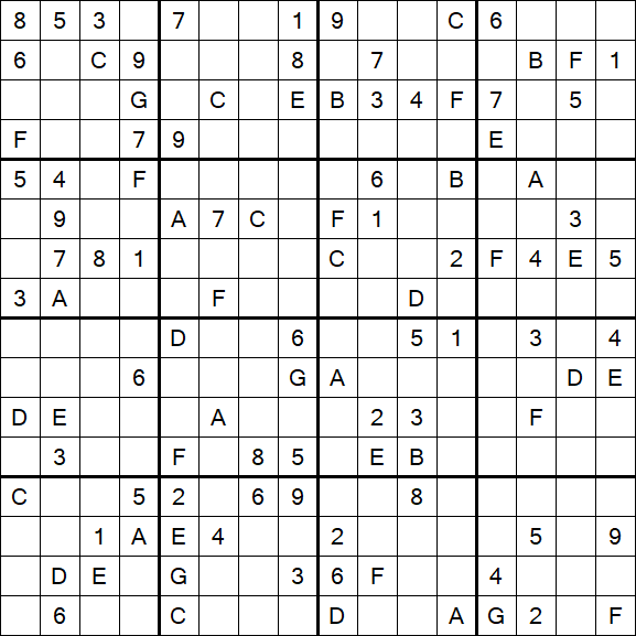 Sudoku 16x16 - Hard