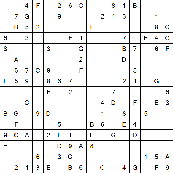 Sudoku 16x16 - Hard
