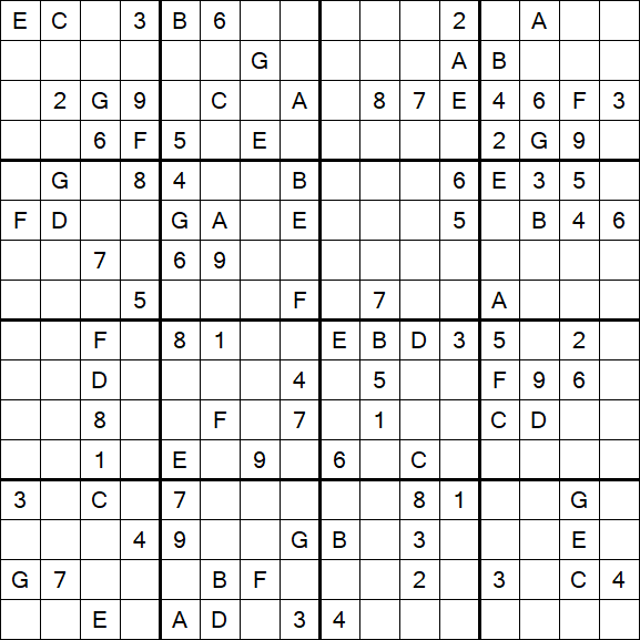 Sudoku 16x16 - Hard