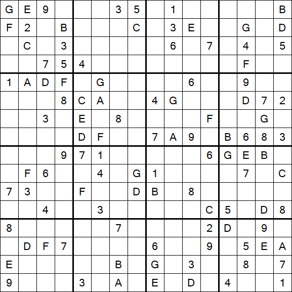 Sudoku 16x16 - Hard