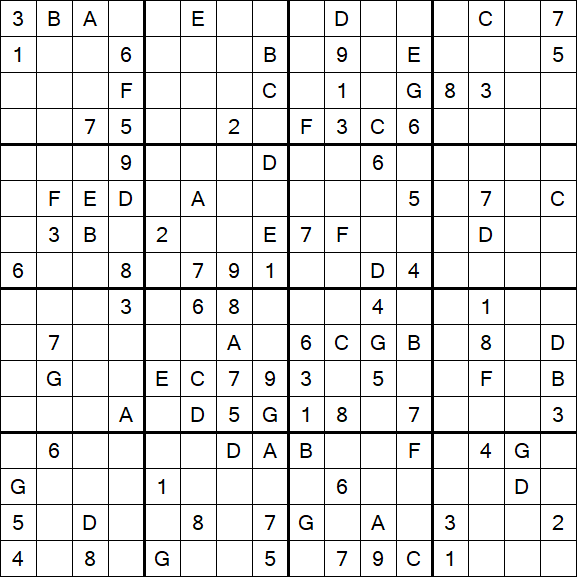 Sudoku 16x16 - Hard