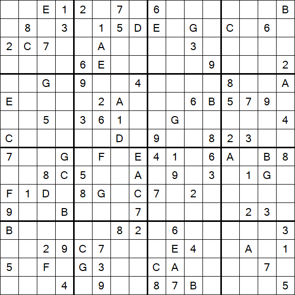 Sudoku 16x16 - Hard