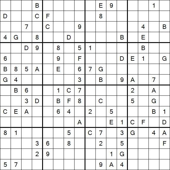 Sudoku 16x16 - Hard
