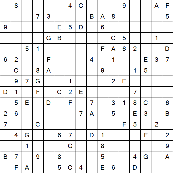 Sudoku 16x16 - Hard