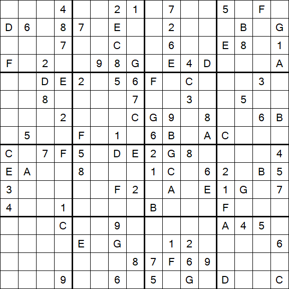 Sudoku 16x16 - Difficile
