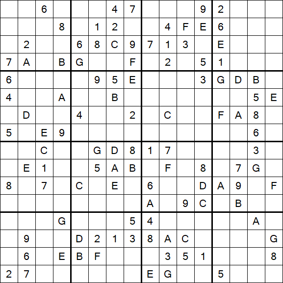 Sudoku 16x16 - Hard