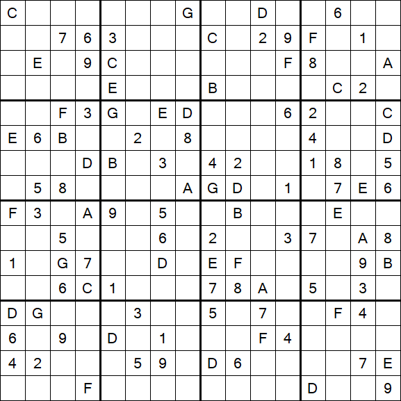 Sudoku 16x16 - Hard