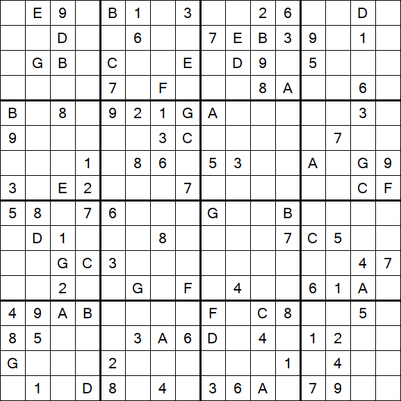 Sudoku 16x16 - Hard