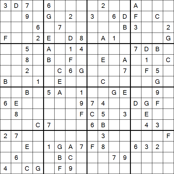 Sudoku 16x16 - Hard