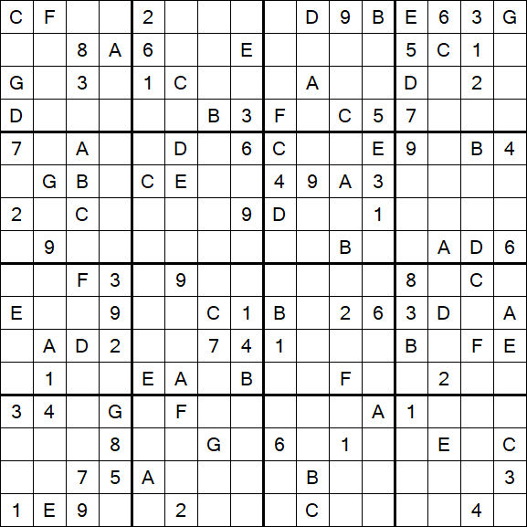 Sudoku 16x16 - Difficile