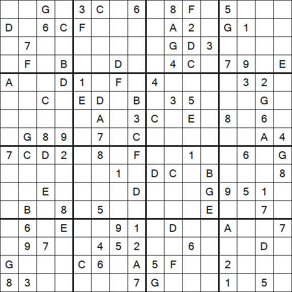 Sudoku 16x16 - Hard