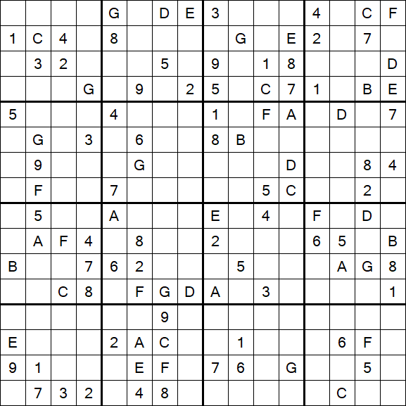 Sudoku 16x16 - Hard