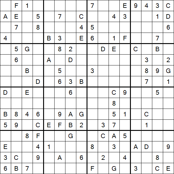 Sudoku 16x16 - Hard