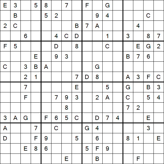 Sudoku 16x16 - Hard