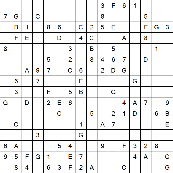 Sudoku 16x16 - Hard