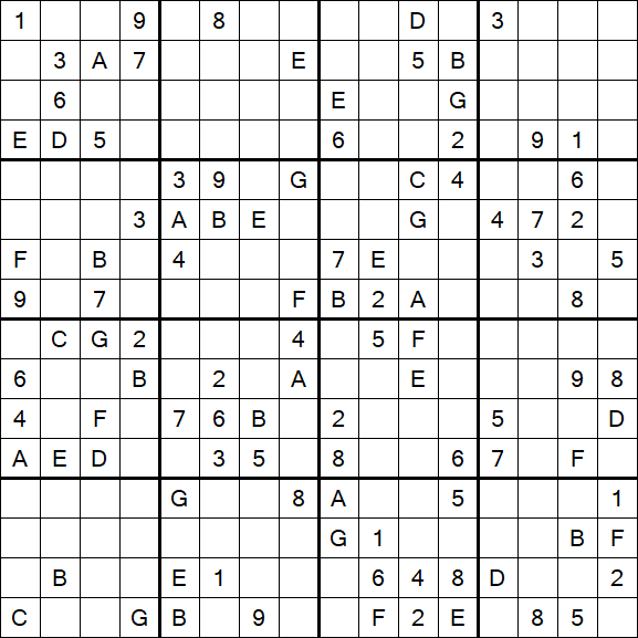 Sudoku 16x16 - Hard