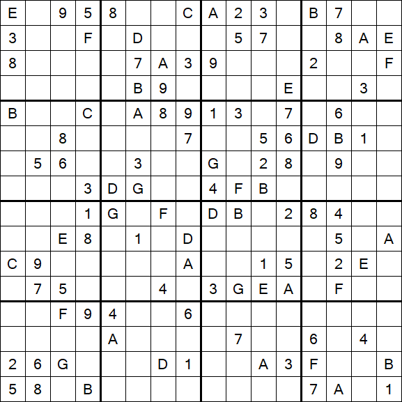 Sudoku 16x16 - Difficile