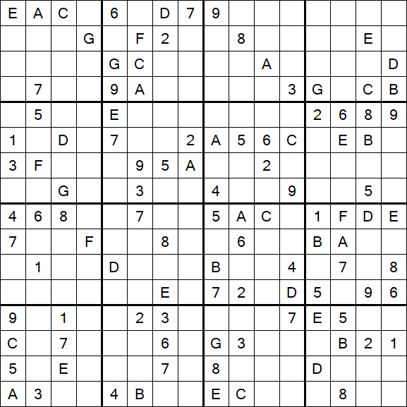 Sudoku 16x16 - Hard