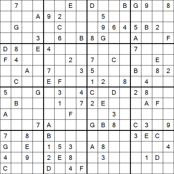 Sudoku 16x16 - Hard