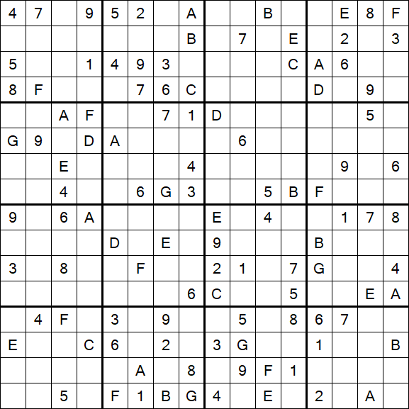 Sudoku 16x16 - Hard