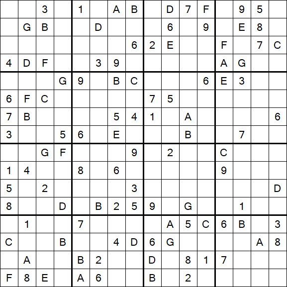 Sudoku 16x16 - Hard