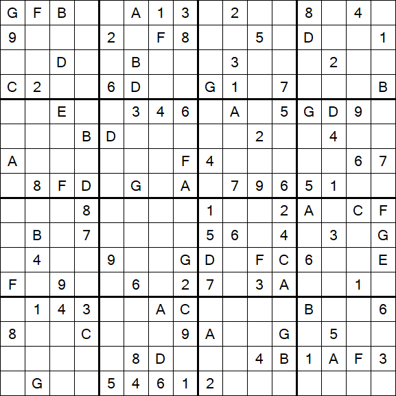 Sudoku 16x16 - Hard