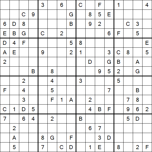 Sudoku 16x16 - Hard