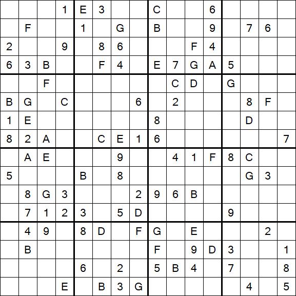 Sudoku 16x16 - Difficile