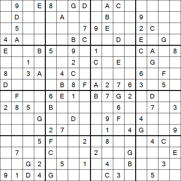 Sudoku 16x16 - Difícil