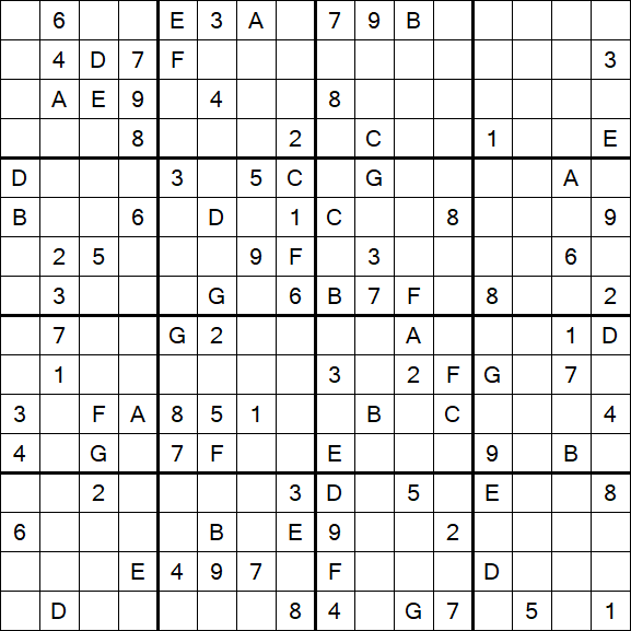 Sudoku 16x16 - Difícil