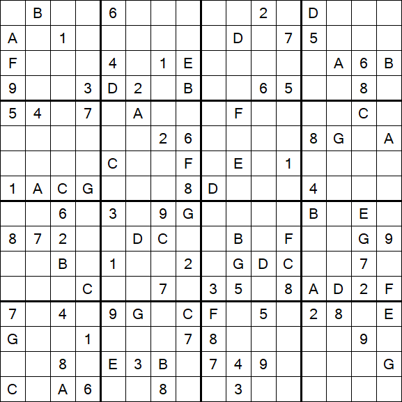 Sudoku 16x16 - Difficile