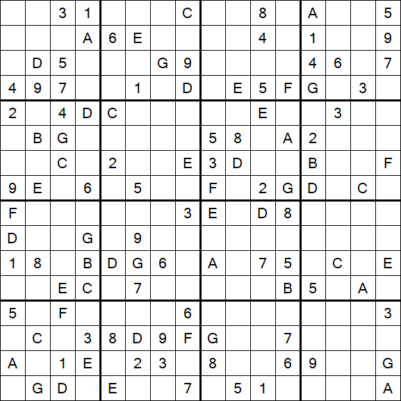 Sudoku 16x16 - Difficile