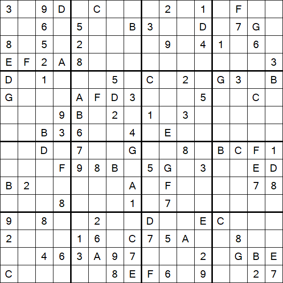 Sudoku 16x16 - Difficile