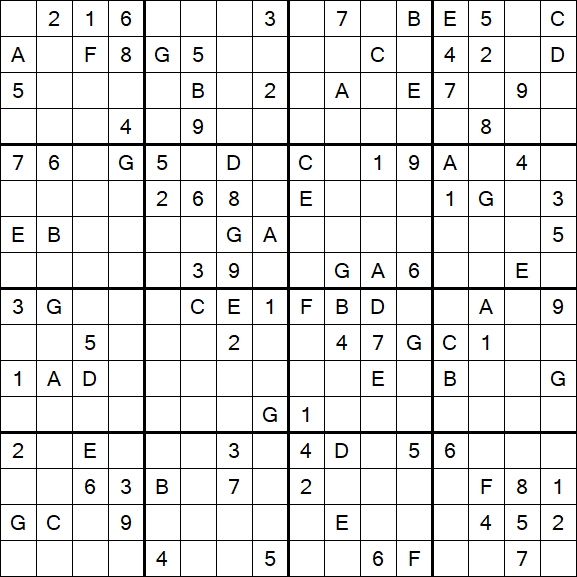 Sudoku 16x16 - Difícil
