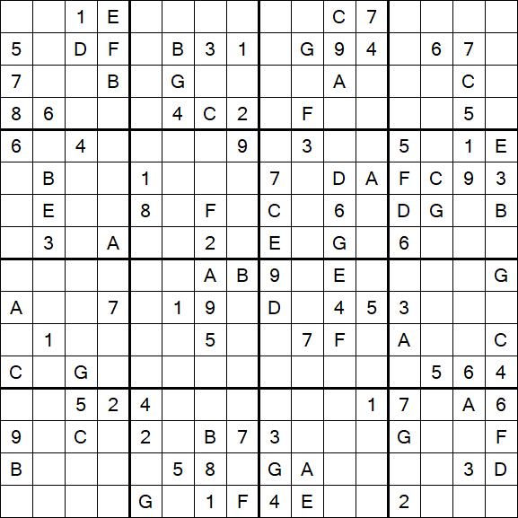 Sudoku 16x16 - Difícil