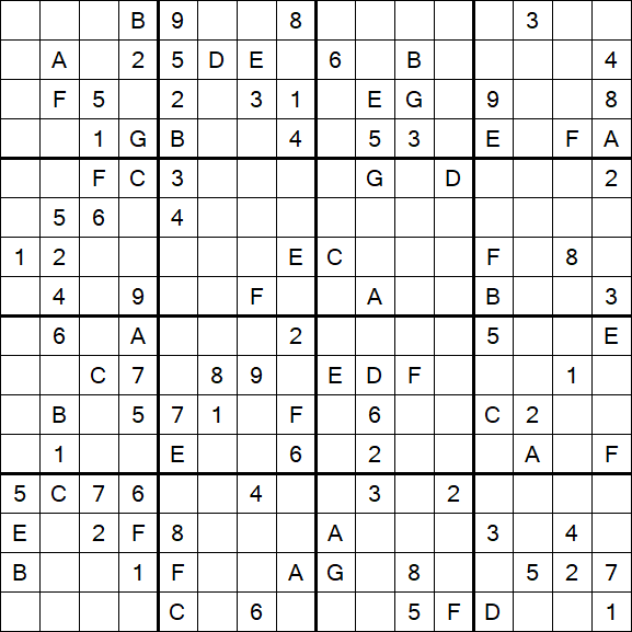 Sudoku 16x16 - Difícil