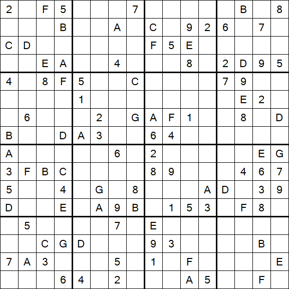 Sudoku 16x16 - Difícil