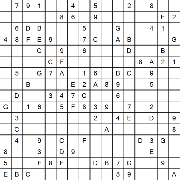 Sudoku 16x16 - Difficile