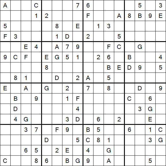 Sudoku 16x16 - Difícil
