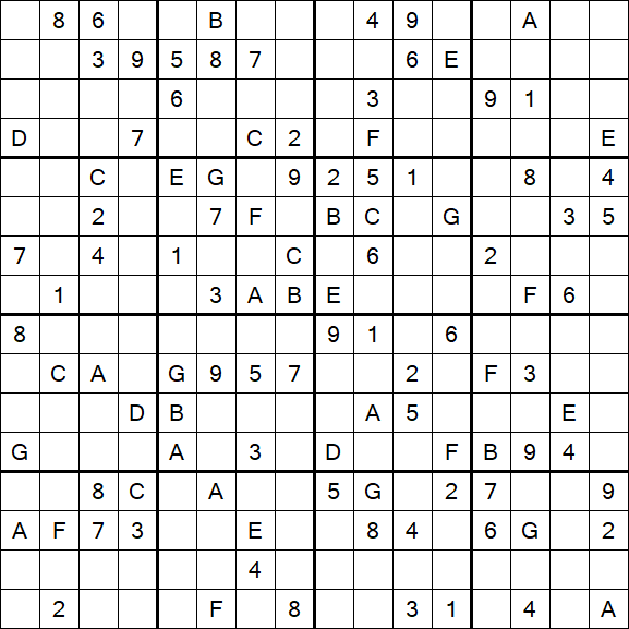 Sudoku 16x16 - Difícil