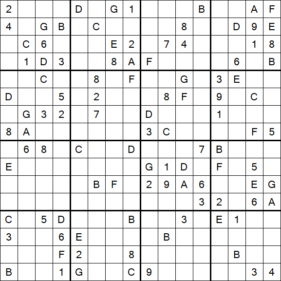Sudoku 16x16 - Difícil